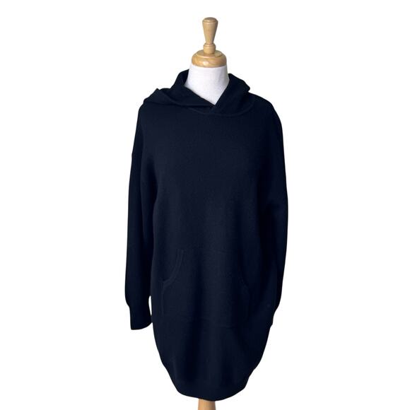 NAADAM Wool & Cashmere Hooded Mini Sweater Dress Black Medium - Picture 1 of 8